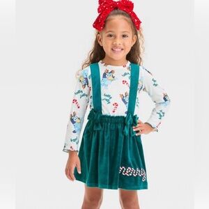 NWT! Bluey Festive Kids Dress with Suspenders